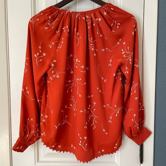 Joie Orange floral blouse, XXS - Picture 5 of 10